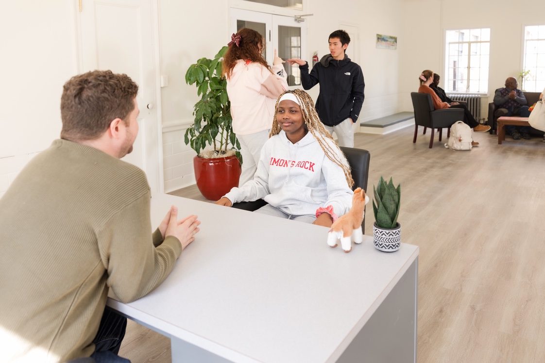 Students talking in lounge